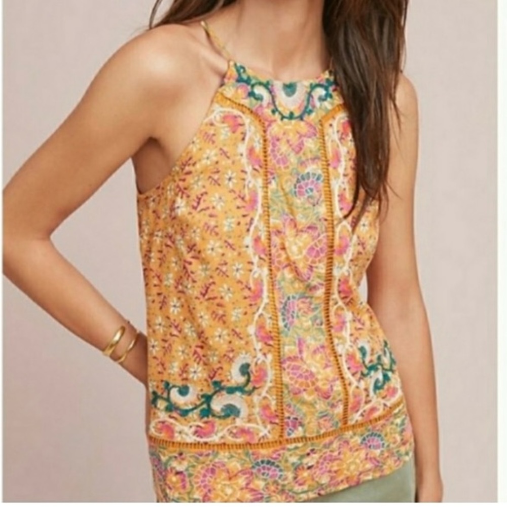 Anthropologie Akemi + Kin Embroidered Floral Tank Top
